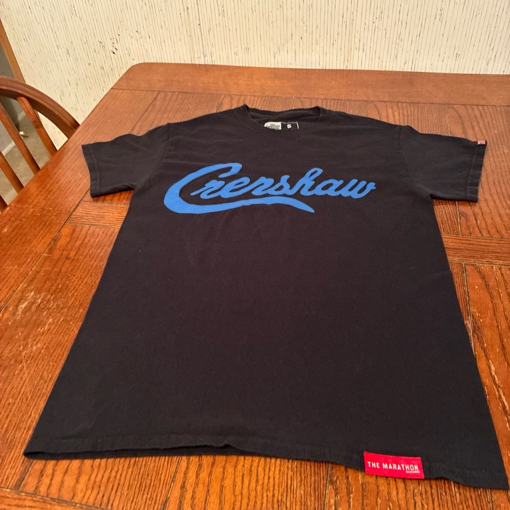 The Marathon Clothing Black Unisex S Tee with Blue Script